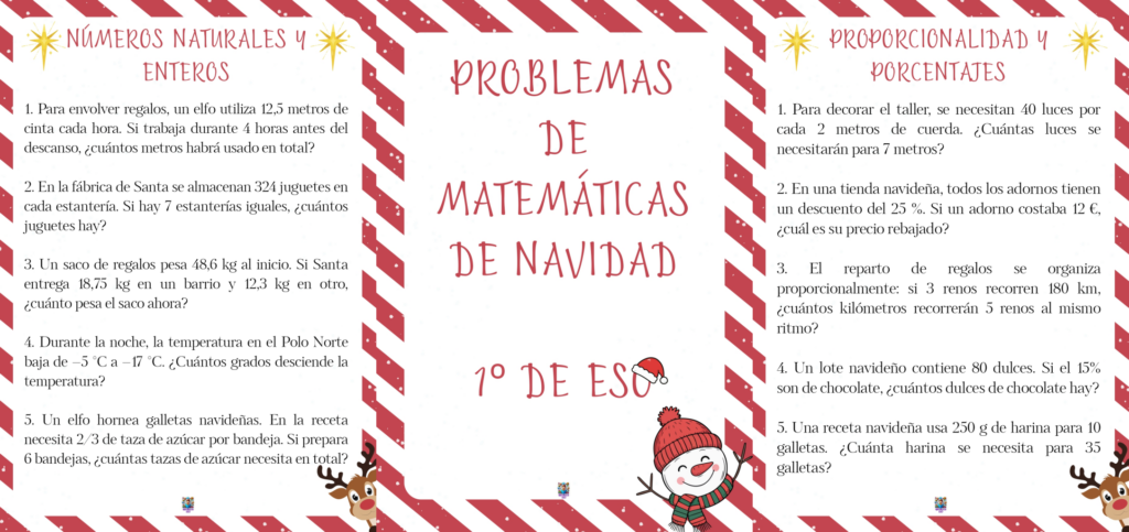 Presentamos una recopilación de problemas matemáticos de Navidad para Educación Secundaria, diseñada para reforzar los contenidos del área de Matemáticas de una forma lúdica, contextualizada y motivadora.A través de situaciones [&hellip;]