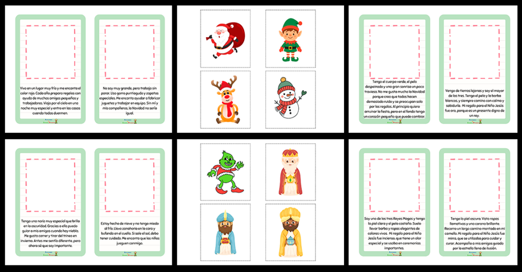 La actividad está formada por diferentes tarjetas, y en cada tarjeta aparece un texto en el que un personaje navideño se describe en primera persona. El objetivo del alumnado es [&hellip;]