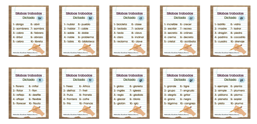 📘 Dictados sencillos de palabras con sílabas trabadas Los dictados son una herramienta fundamental para reforzar la ortografía, la conciencia fonológica y la escritura correcta en los primeros cursos de [&hellip;]