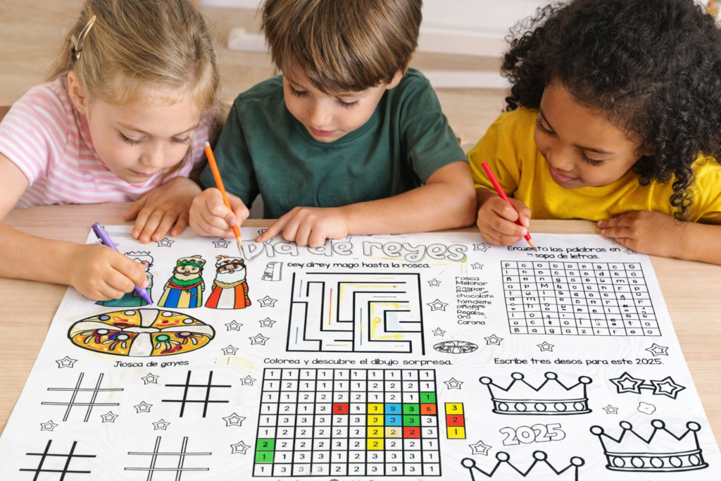 👑🧩 Mantelito de actividades para el Día de Reyes El Día de Reyes es una jornada llena de ilusión y momentos especiales en familia. Este mantelito de actividades está pensado [&hellip;]