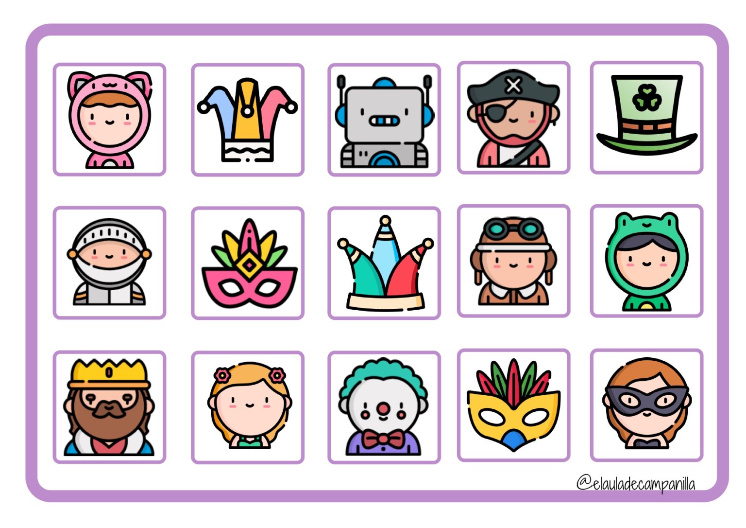 Juegos de atención y memoria con temática Carnaval - Orientacion Andujar