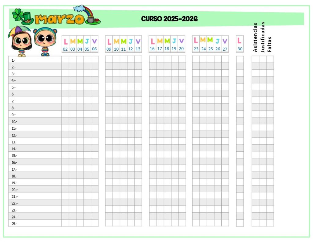 Fiel a nuestra cita mensual, hoy comparto con vosotros un recurso que no puede faltar en vuestra carpeta: la lista de asistencia mensual editable, diseñada con ese toque de color [&hellip;]