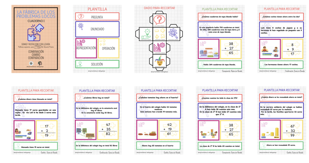 Este material de @miprimerbabiazul y @lolagalanpt está diseñado para que el alumnado resuelva problemas matemáticos de forma cooperativa, manipulativa y muy visual. El cuaderno reúne plantillas, tarjetas y dados que [&hellip;]