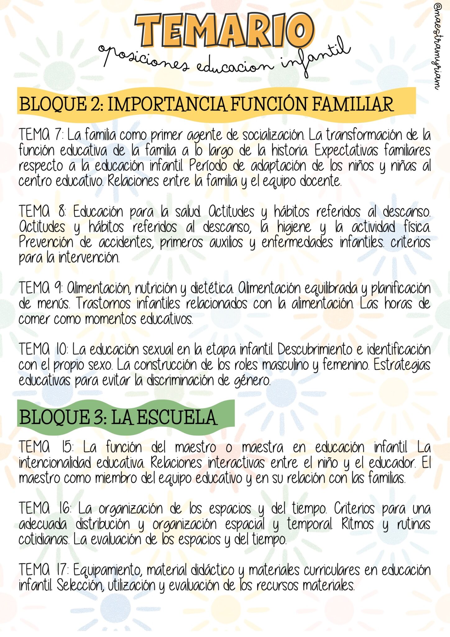 Listado del temario de las oposiciones de educación infantil ...