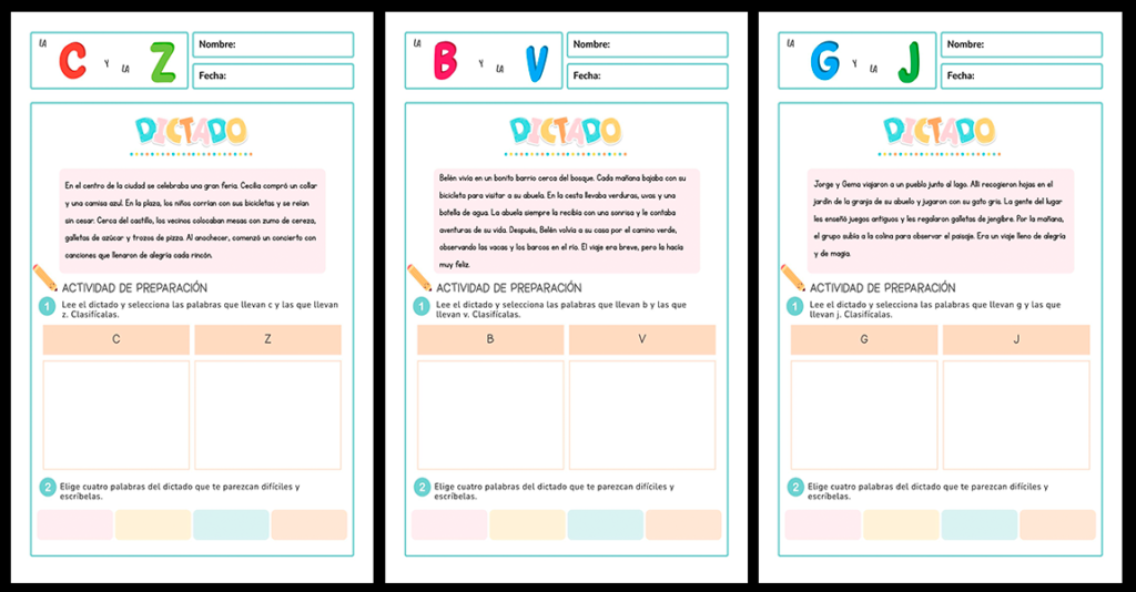 Estas fichas son un complemento perfecto para tus sesiones de dictado. Tras leer y escribir el texto, los alumnos podrán trabajar con diferentes ejercicios que refuerzan la memoria visual, la [&hellip;]