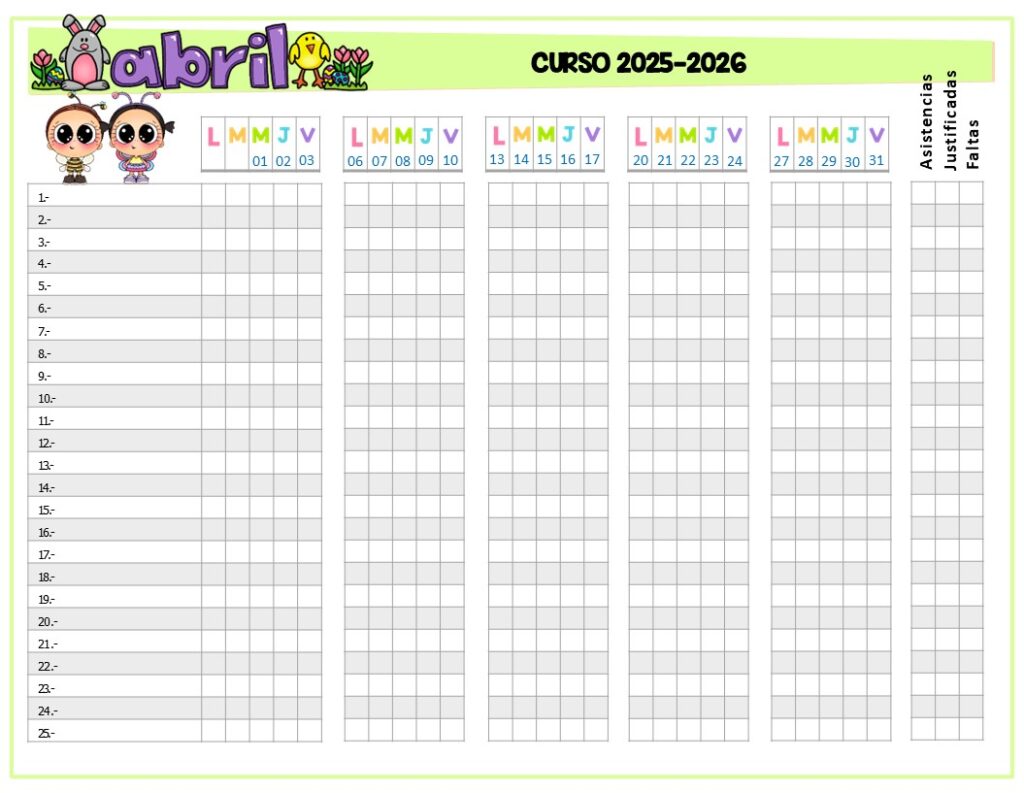 Con la llegada de un nuevo mes, la organización del aula se convierte en la pieza clave para que el ritmo escolar fluya sin contratiempos. El mes de abril, marcado [&hellip;]