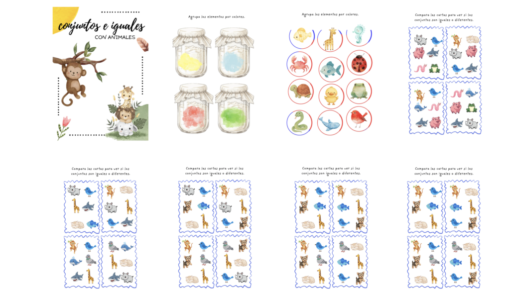Trabajar conjuntos, igualdad y clasificación es clave para el desarrollo del pensamiento lógico-matemático. Este recurso de conjuntos e iguales con animales propone actividades visuales y muy atractivas donde el alumnado [&hellip;]