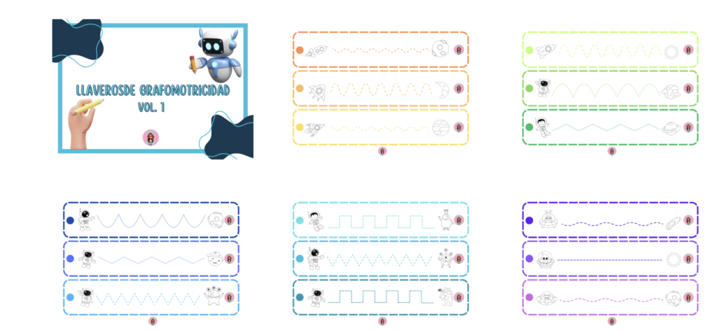 Los llaveros de grafomotricidad son una herramienta fantástica para trabajar la motricidad fina de forma divertida, autónoma y muy visual. Este Volumen 1 reúne diferentes tarjetas con trazos básicos y [&hellip;]