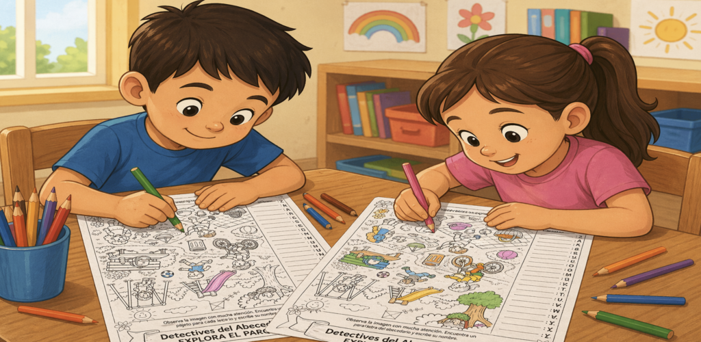 Hoy te traigo una actividad que encanta a los peques y que funciona genial en Infantil y Primer Ciclo: Detectives del Abecedario. El objetivo es sencillo y muy motivador: observar [&hellip;]