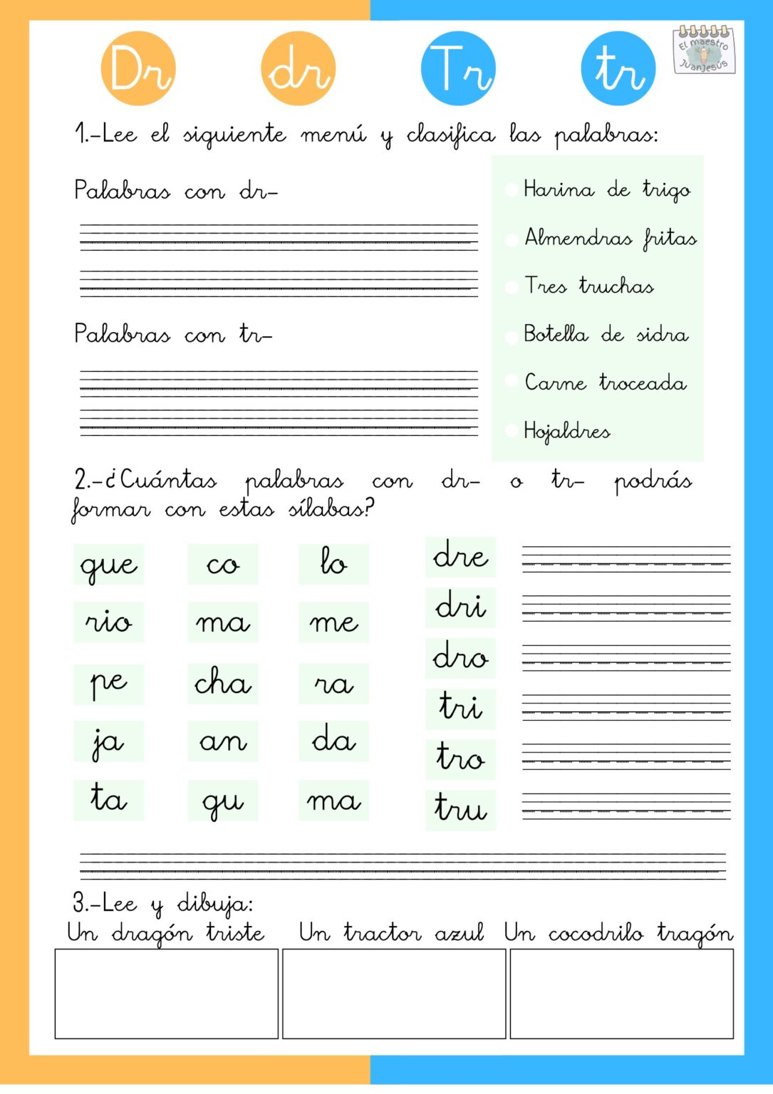 Cuadernillo de comprension lectora de sílabas trabadas - Orientacion ...