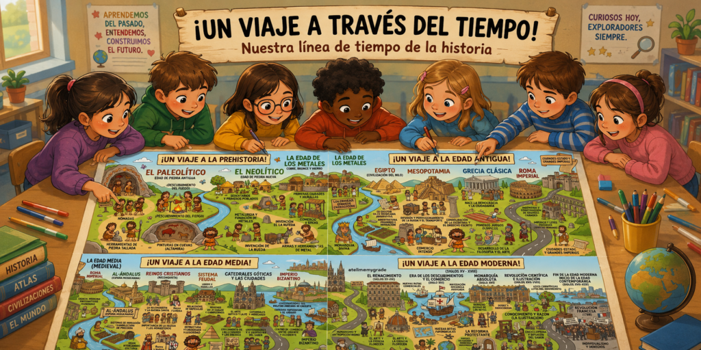Un recurso visual para comprender cómo ha evolucionado la humanidad La Historia puede ser un contenido complejo para el alumnado de Primaria, pero cuando se presenta de forma visual, ordenada [&hellip;]