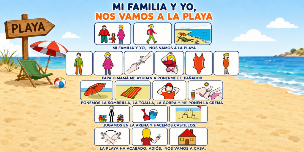 Hoy comparto contigo una historia social ilustrada con pictogramas ARASAAC, ideal para preparar y acompañar a los niños y niñas en una salida a la playa. Este material ayuda a [&hellip;]