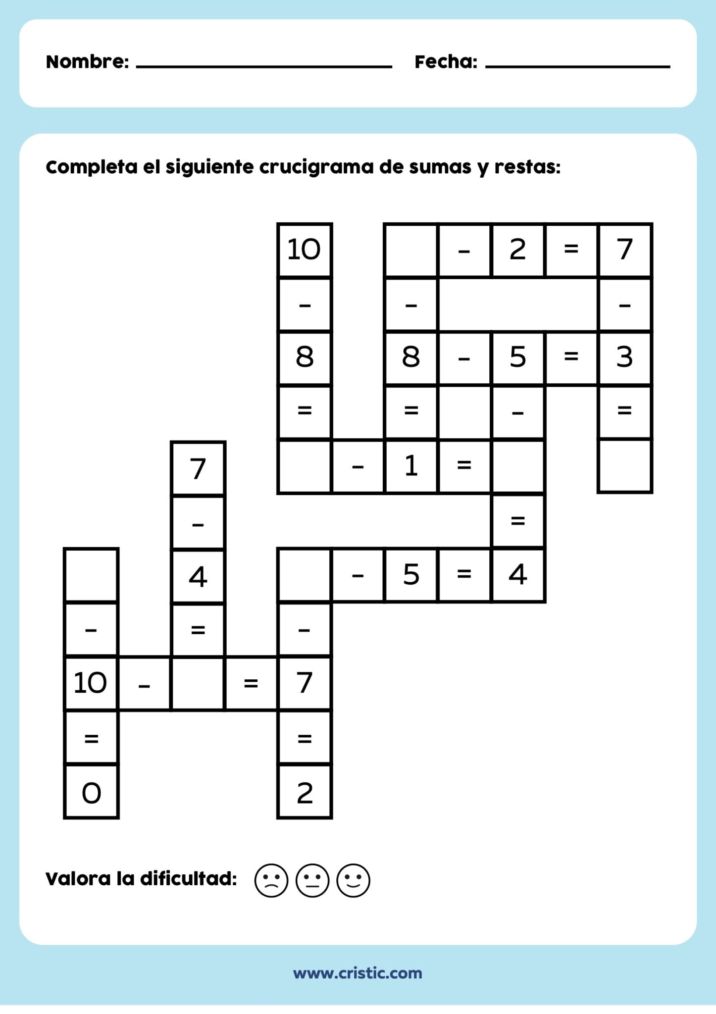 ACTIVIDADES divertidas de SUMAS Y RESTAS - Orientacion Andujar