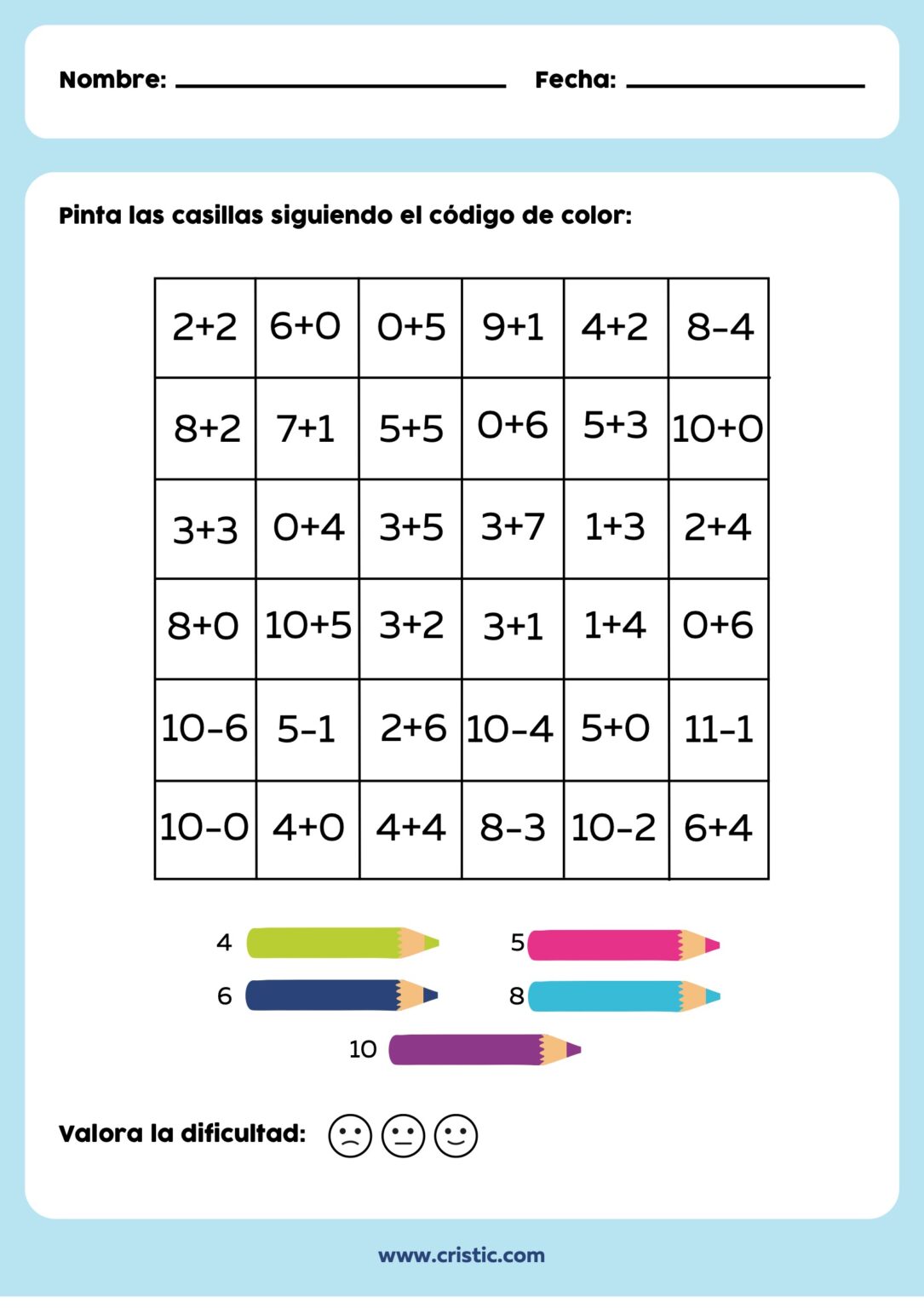 ACTIVIDADES divertidas de SUMAS Y RESTAS - Orientacion Andujar