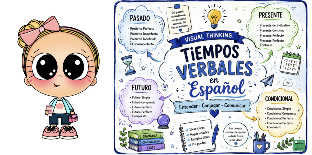 El recurso de Visual Thinking sobre tiempos verbales en español es ideal para que el alumnado comprenda la conjugación y el uso de los verbos de forma visual y significativa. [&hellip;]