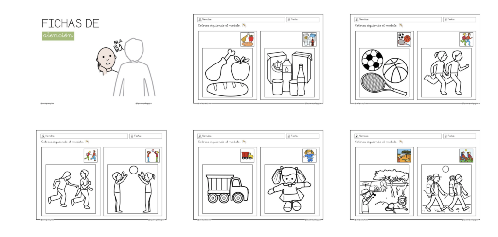 Este material de Fichas de Atención con pictogramas está diseñado para trabajar la atención sostenida, selectiva y visual en Educación Infantil. A través de actividades claras, repetitivas y muy visuales, [&hellip;]