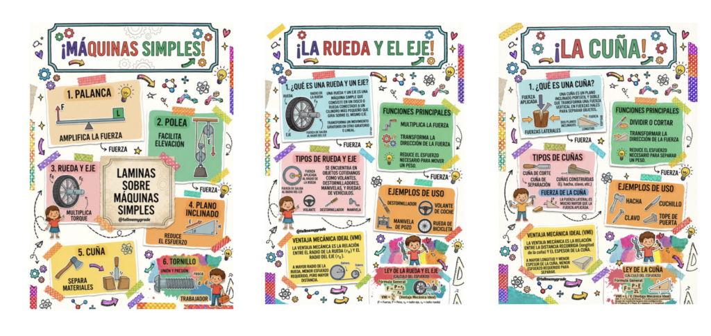 Aprende cómo funcionan las máquinas que facilitan nuestro trabajo Hoy te presento un recurso visual y completo para el aula: las láminas didácticas sobre máquinas simples, ideales para trabajar contenidos [&hellip;]