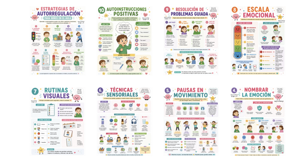 Recursos prácticos para enseñar a gestionar emociones y conductas 🧩 ¿Qué incluye este recurso? estrategias de autorregulación para el aula Objetivos del recurso Fomentar la autorregulación emocional y conductual. Promover [&hellip;]