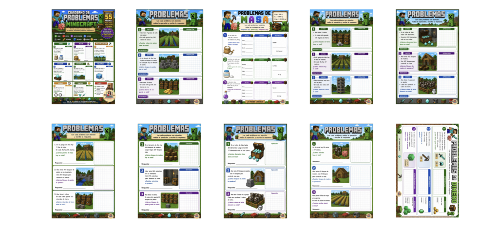 Este super pack de problemas matemáticos ambientados en Minecraft es una herramienta increíble para reforzar contenidos de Primaria de forma divertida, visual y significativa. Incluye más de 55 páginas llenas [&hellip;]