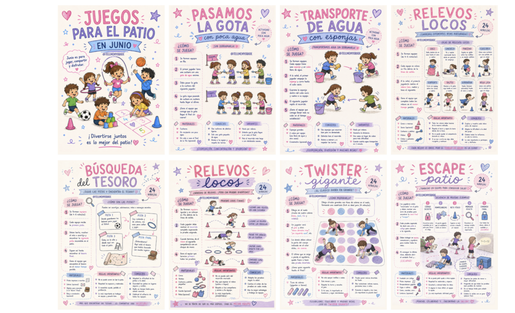Actividades divertidas para disfrutar juntos al aire libre Junio es el mes ideal para jugar, compartir y disfrutar. Por eso, hoy te traigo un recopilatorio fantástico de 12 pósters ilustrados [&hellip;]