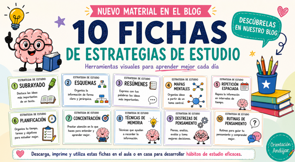 Hoy te presento un material imprescindible para el aula y para casa: el Cuaderno visual para trabajar las Técnicas de Estudio, un recurso claro, atractivo y muy práctico que ayuda [&hellip;]