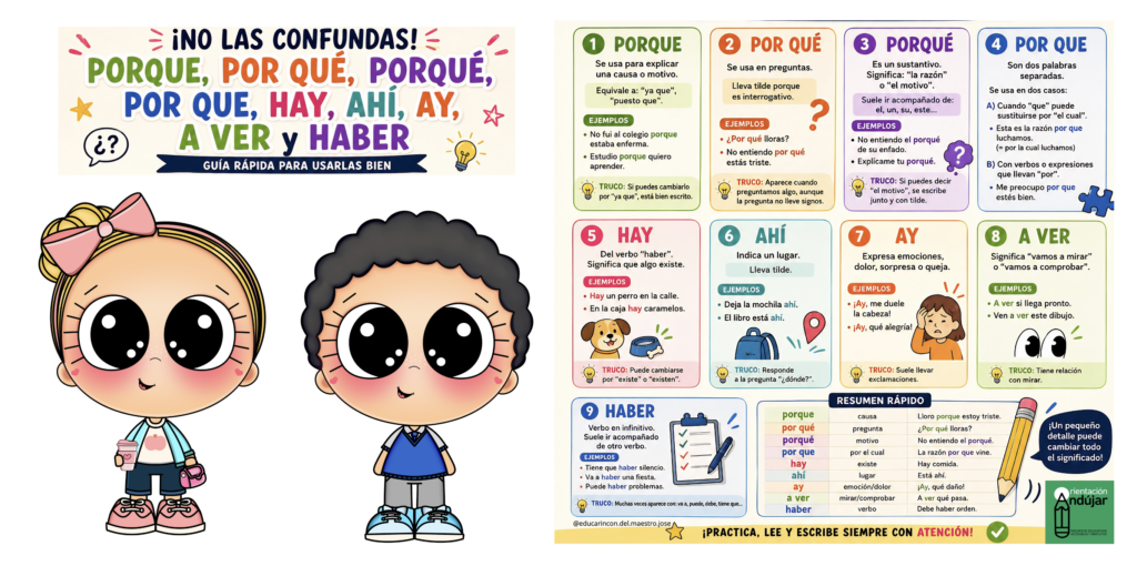 Guía rápida para escribir sin errores y entender sus diferencias En español, algunas palabras suenan igual pero tienen significados y usos distintos. Entre las más confundidas están porque, hay y [&hellip;]