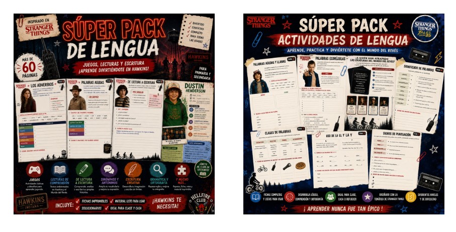 🚲📚 ¡EL SUPER PACK DE LENGUA DE STRANGER THINGS MÁS VISUAL Y MOTIVADOR! 📚🚲 Un material de MÁS DE 60 PÁGINAS inspirado en el universo de Stranger Things para trabajar [&hellip;]
