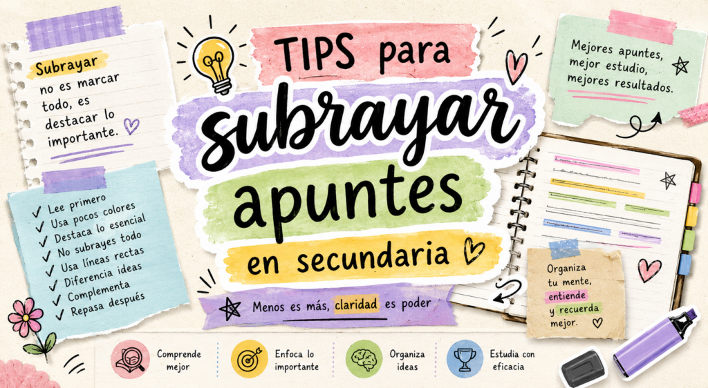 En muchas ocasiones, el alumnado subraya sin un criterio claro, llenando sus apuntes de colores sin que eso suponga una mejora real en el estudio. Por eso, este recurso visual [&hellip;]