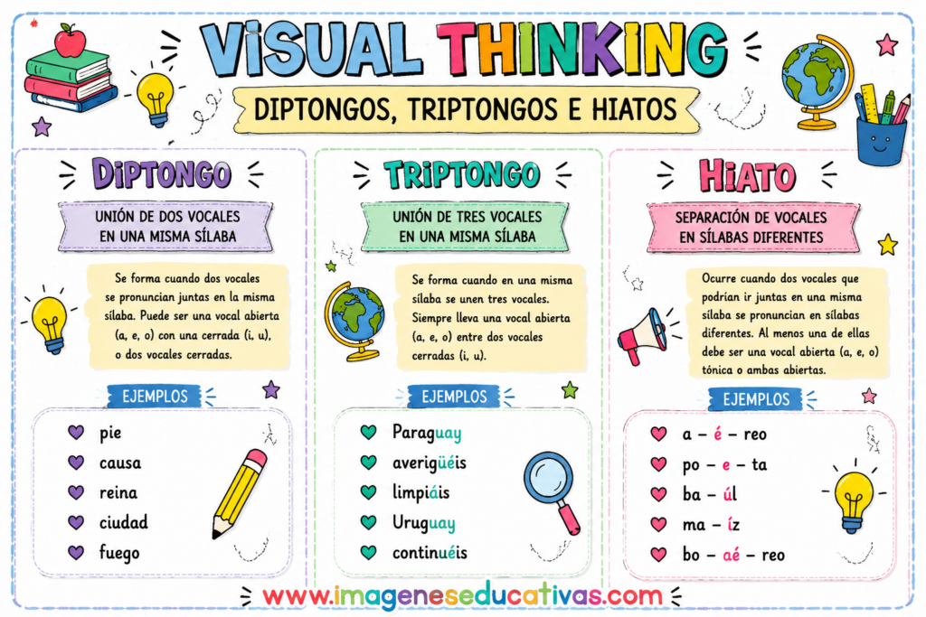 Estas láminas didácticas de diptongos, triptongos e hiatos es ideal para que el alumnado comprenda la separación silábica y la correcta acentuación de manera visual y significativa. A través de [&hellip;]