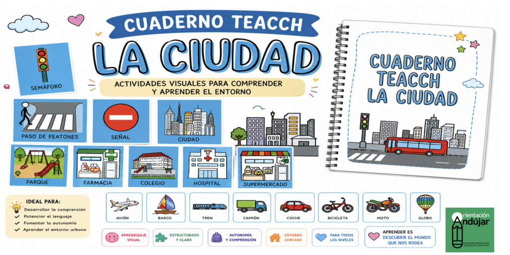 Un recurso visual para aprender sobre los lugares y elementos de la ciudad El Cuaderno TEACCH: La ciudad es un material manipulativo diseñado para trabajar vocabulario urbano, secuencias y clasificación [&hellip;]