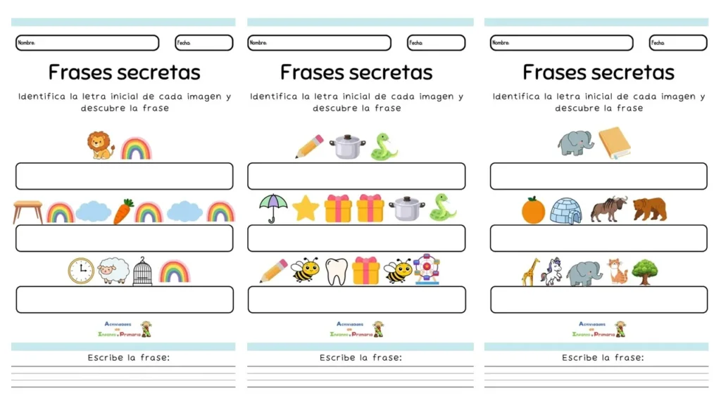 En esta actividad, las palabras no están escritas directamente, sino que se esconden tras una secuencia de imágenes que el alumno debe «traducir» para revelar el mensaje oculto. La mecánica [&hellip;]