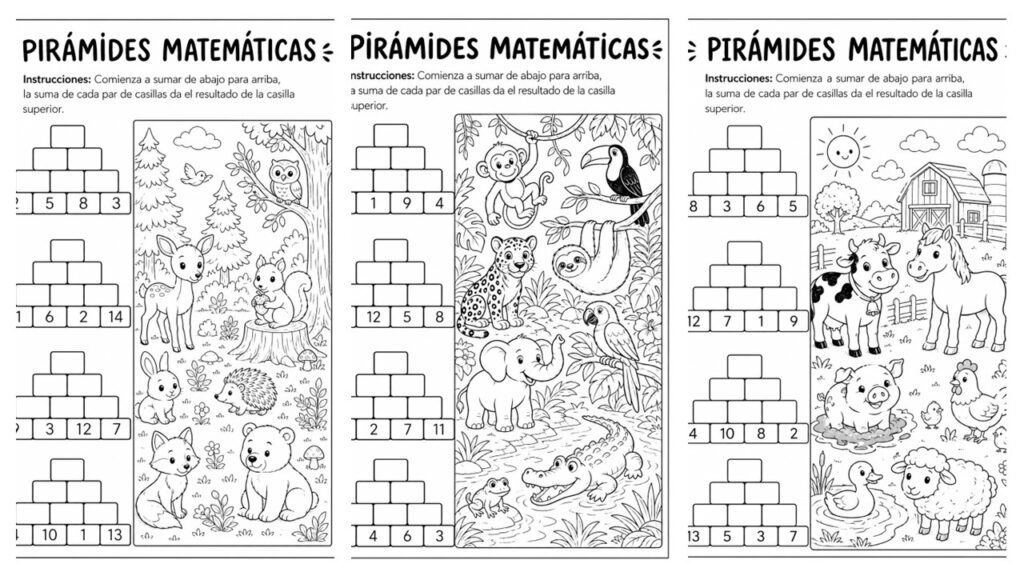 La práctica del cálculo mental puede resultar repetitiva cuando solo ofrecemos largas listas de operaciones. Por eso, estas pirámides numéricas se convierten en una alternativa ideal: transforman las sumas y [&hellip;]