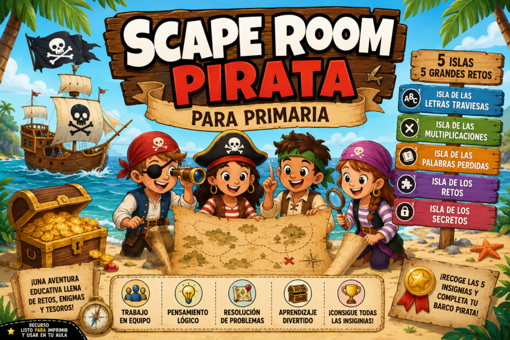 Si buscas una actividad diferente, motivadora y capaz de convertir el aula en una auténtica aventura, este Scape Room Pirata para Primaria es una propuesta perfecta. A través de una [&hellip;]