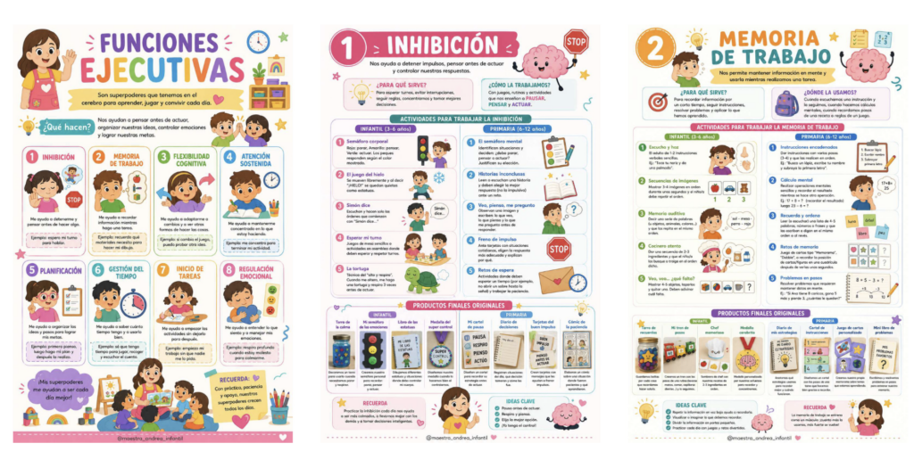Las funciones ejecutivas son un conjunto de habilidades cognitivas fundamentales que permiten a los niños organizarse, controlar sus impulsos, mantener la atención, gestionar sus emociones y alcanzar objetivos. Son, en [&hellip;]