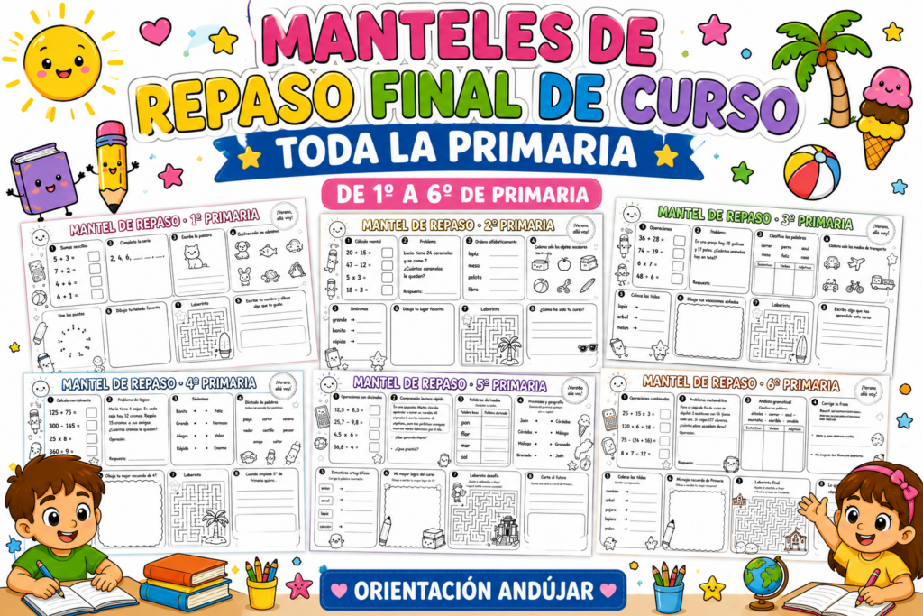 Los últimos días de clase son una oportunidad perfecta para repasar contenidos de forma divertida, motivadora y significativa. Por ello, compartimos esta colección de Manteles de Repaso Final de Curso [&hellip;]