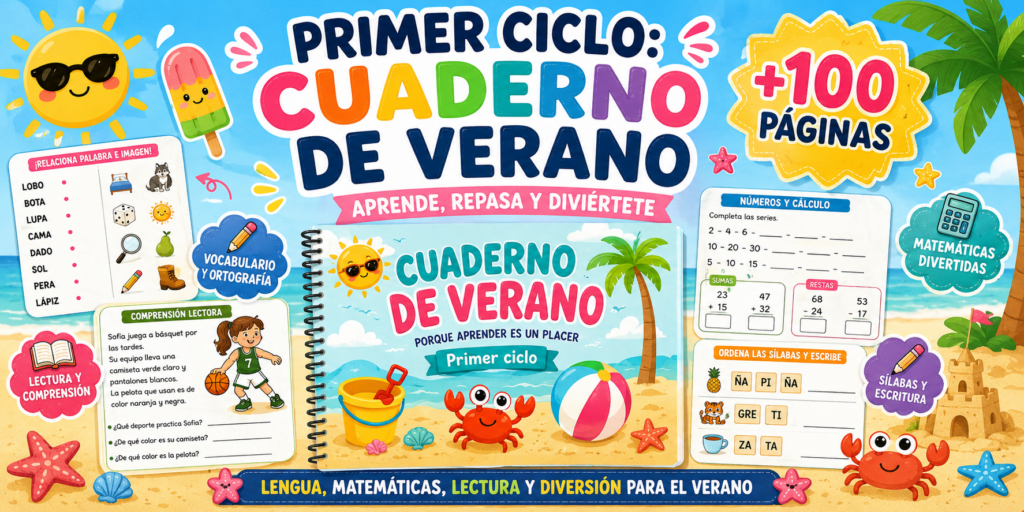 El verano es una oportunidad fantástica para seguir aprendiendo de forma relajada y entretenida. Por eso, hoy compartimos un completo Cuaderno de Verano para Primer ciclo con más de 100 [&hellip;]