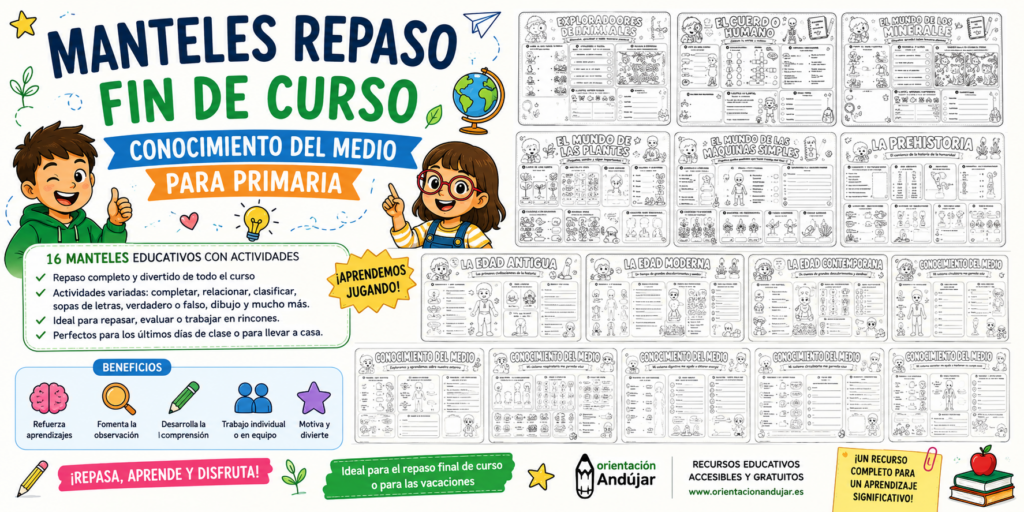 Los últimos días de curso son una oportunidad perfecta para repasar los contenidos trabajados durante el año de una forma amena, visual y motivadora. Por eso, hoy compartimos una fantástica [&hellip;]