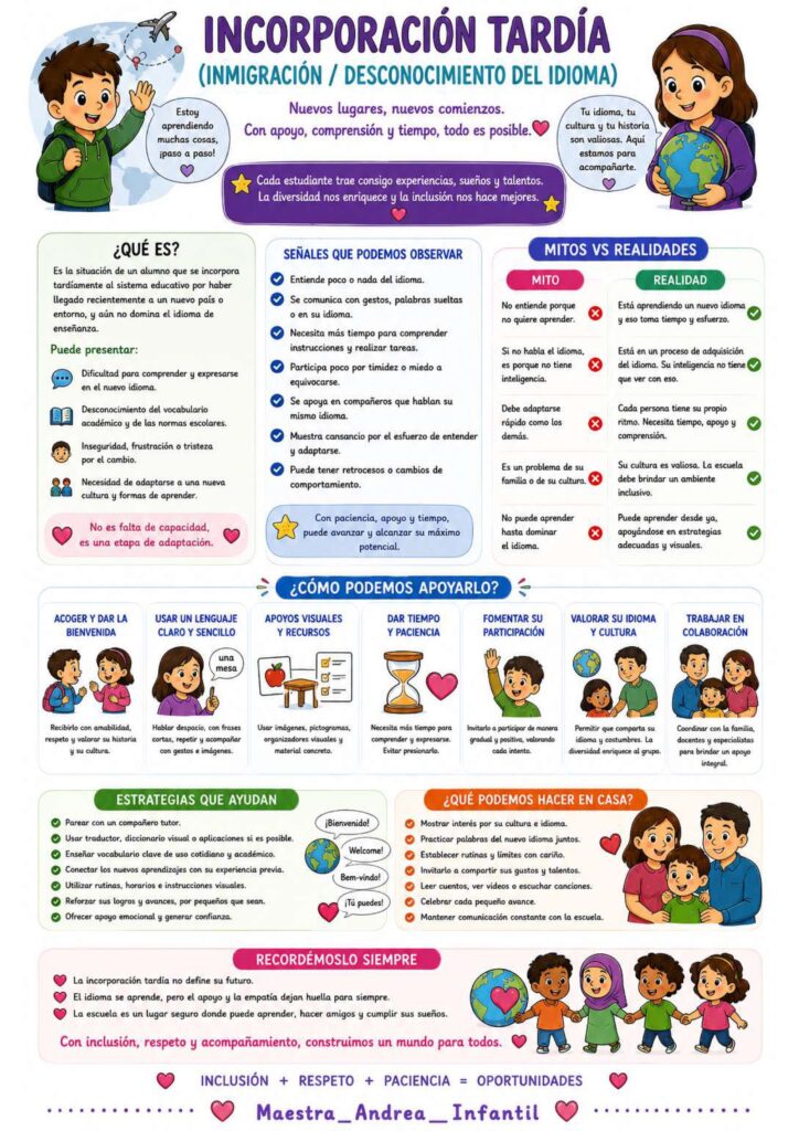 Tabla Neae INFOGRAFÍAS PARA COMPRENDER, APOYAR Y ACOMPAÑAR AL ALUMNADO NEAE Y ...