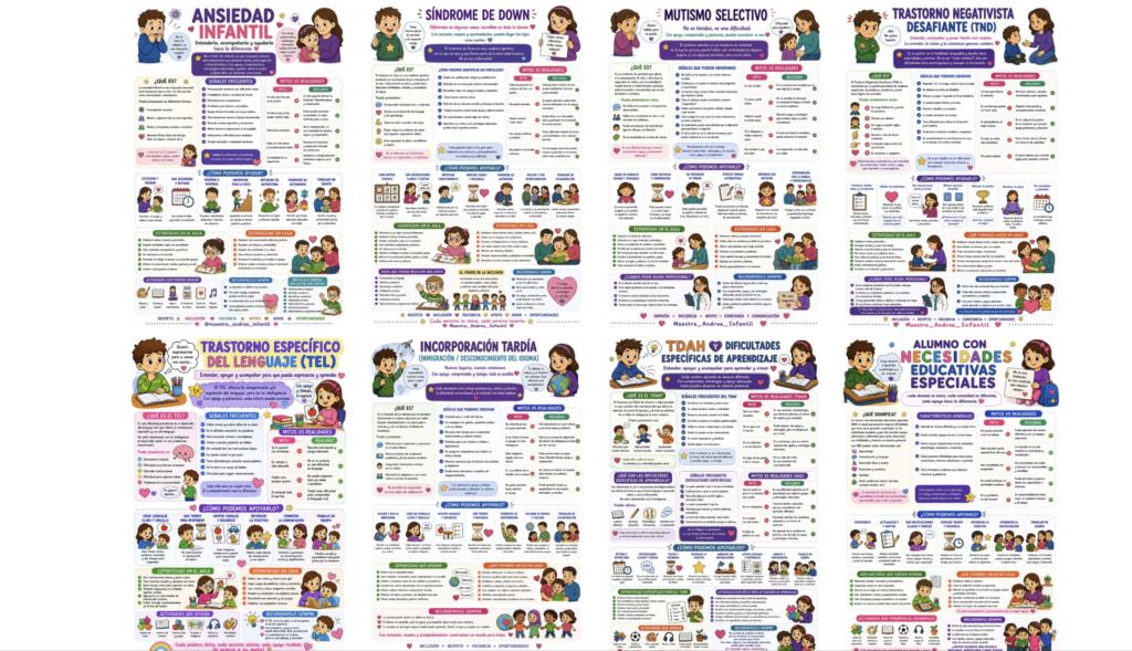 Recursos visuales para una escuela más inclusiva y consciente La inclusión educativa comienza con la comprensión. Estas infografías pedagógicas son una herramienta maravillosa para entender, acompañar y apoyar a los [&hellip;]