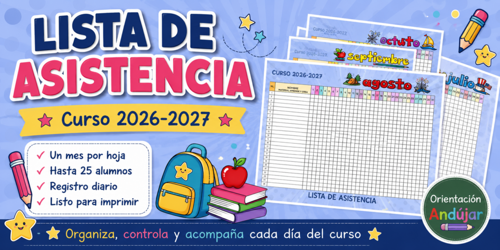 La vuelta al cole siempre viene acompañada de nuevos retos organizativos. Para facilitar el trabajo diario del profesorado, hoy compartimos un recurso práctico, atractivo y listo para imprimir: una Lista [&hellip;]