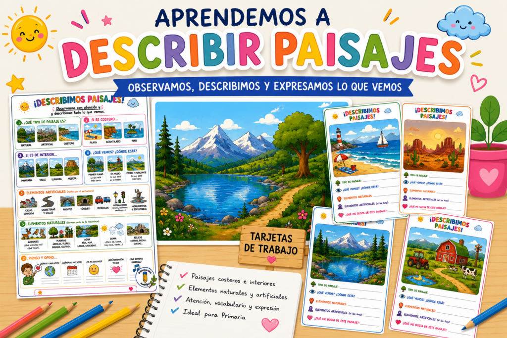 Describir un paisaje es una actividad muy completa que permite trabajar de forma conjunta la observación, la atención, el vocabulario, la expresión oral y la expresión escrita. Por eso, hoy [&hellip;]