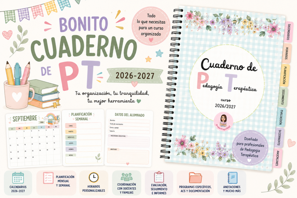 La organización es una de las claves del éxito en la intervención educativa, especialmente para los profesionales de Pedagogía Terapéutica, que coordinan su trabajo con docentes, familias, equipos de orientación [&hellip;]