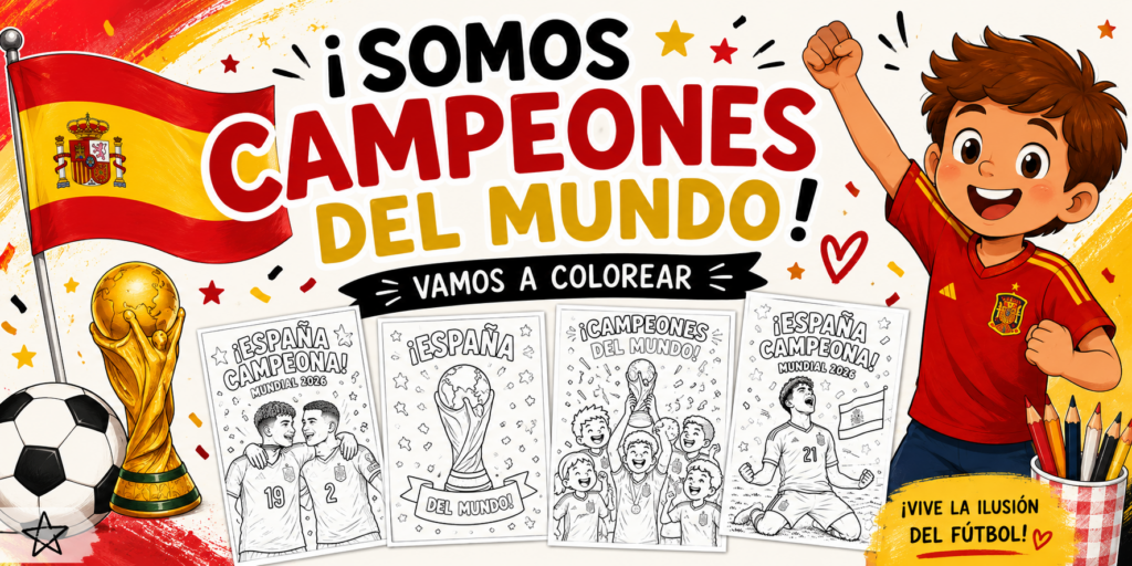 🏆 ¡SOMOS CAMPEONES DEL MUNDO! VAMOS A COLOREAR LA VICTORIA DE ESPAÑA ¡La emoción del fútbol llega también al aula! Celebramos este gran logro deportivo con una colección de láminas [&hellip;]