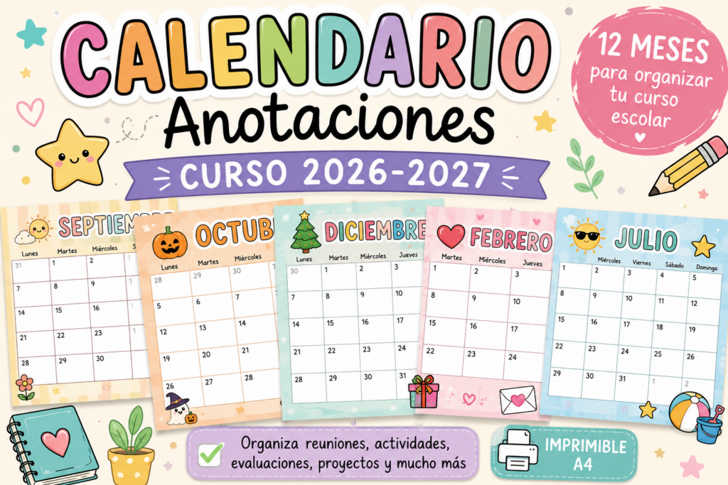 La organización es una de las claves para afrontar el curso escolar con tranquilidad. Por ello, en Orientación Andújar compartimos un precioso Calendario de anotaciones del curso 2026-2027, un recurso [&hellip;]