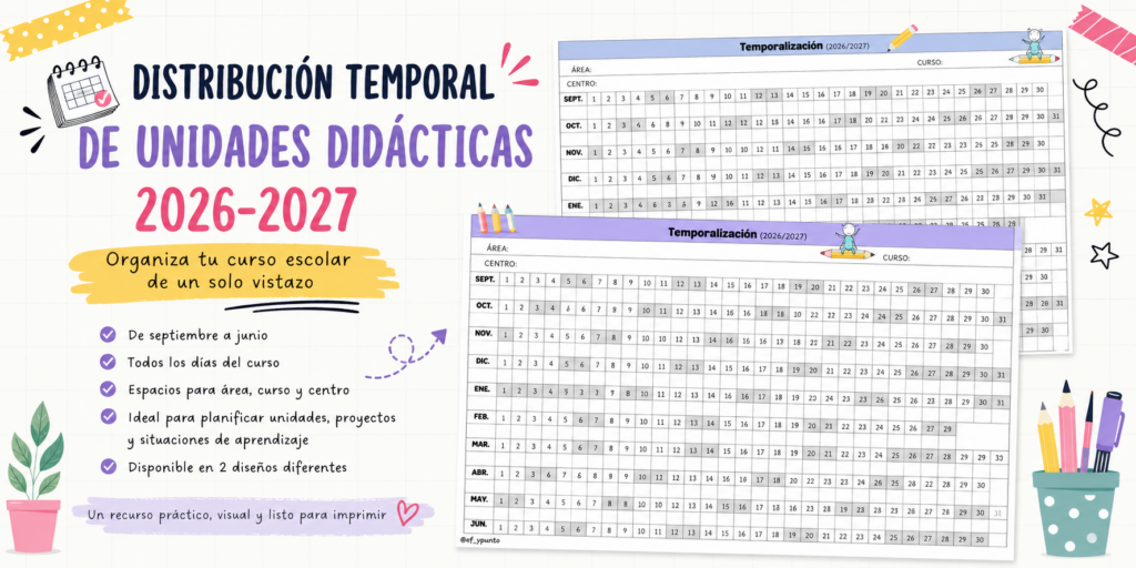 La planificación es una de las claves para afrontar el curso escolar con tranquilidad y eficacia. Por ello, hoy compartimos una práctica plantilla de distribución temporal de Unidades Didácticas para [&hellip;]