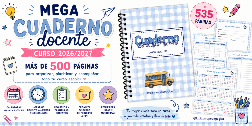 La organización es una de las claves para afrontar el curso escolar con mayor tranquilidad, claridad y eficacia. Por eso, hoy compartimos un recurso realmente especial: un MEGA CUADERNO DOCENTE [&hellip;]
