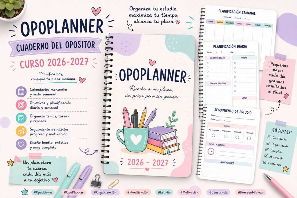 Todavía estamos en verano descansando, pero hemos preparado este OPOPLANNER para que lo descargues y ya te olvides hasta septiembre! Es muy importante empezar con las pilas cargadas pero también [&hellip;]