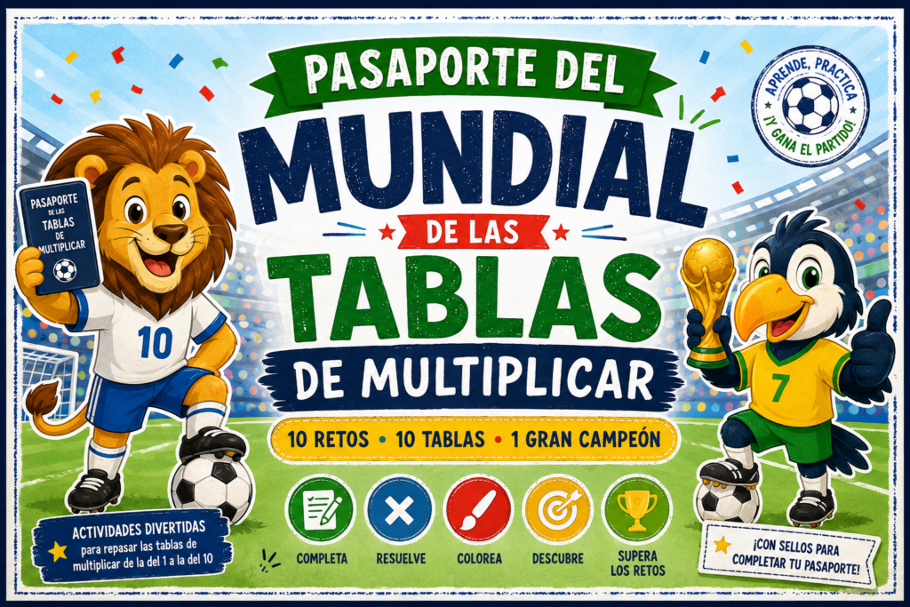 ¿Y si este verano repasar las tablas de multiplicar se convierte en una aventura futbolera? Con este divertido Pasaporte del Mundial de las Tablas de Multiplicar, los niños podrán entrenar [&hellip;]