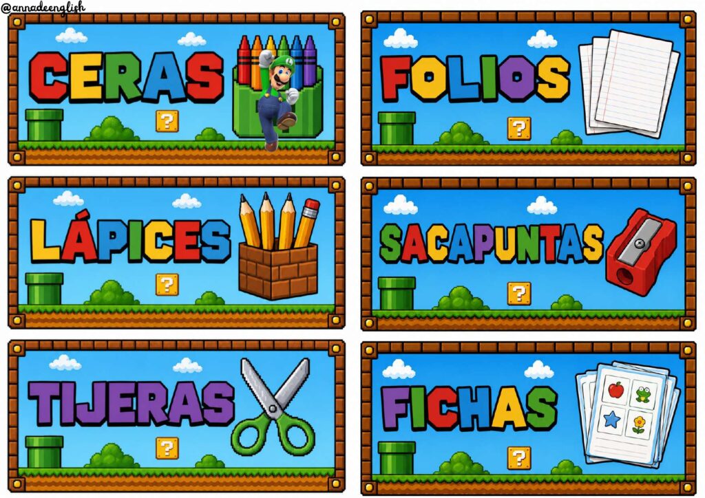 Mantener el aula organizada también puede ser divertido. Si tus alumnos son fans de los videojuegos, estos carteles de materiales inspirados en Super Mario convertirán cualquier rincón de la clase [&hellip;]