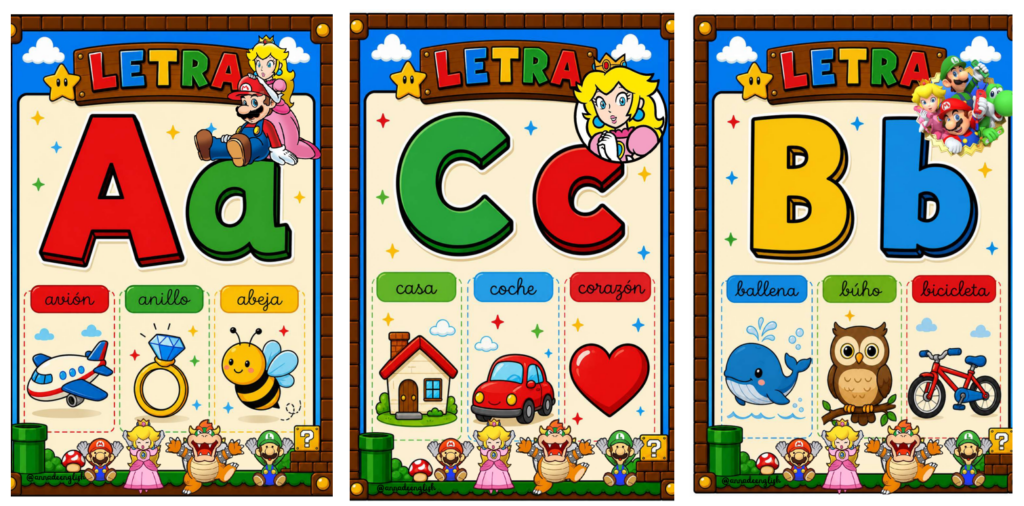 Un abecedario divertido para decorar el aula y aprender jugando El universo de Super Mario llega al aula para llenar de color, energía y diversión el aprendizaje de las letras. [&hellip;]